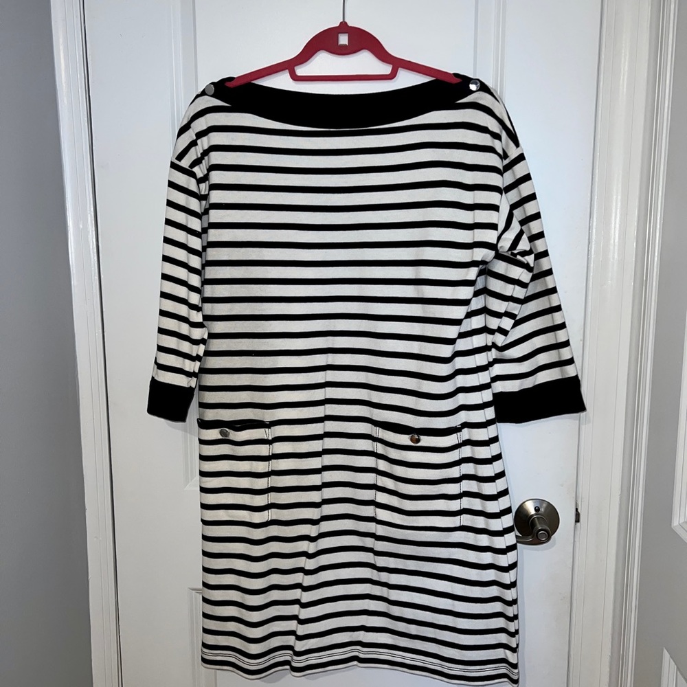 Never worn Kate Spade 3/4 sleeve navy blue and white striped dress